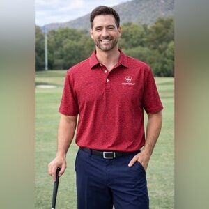 Topgolf Red Geometric Performance Polo Shirt